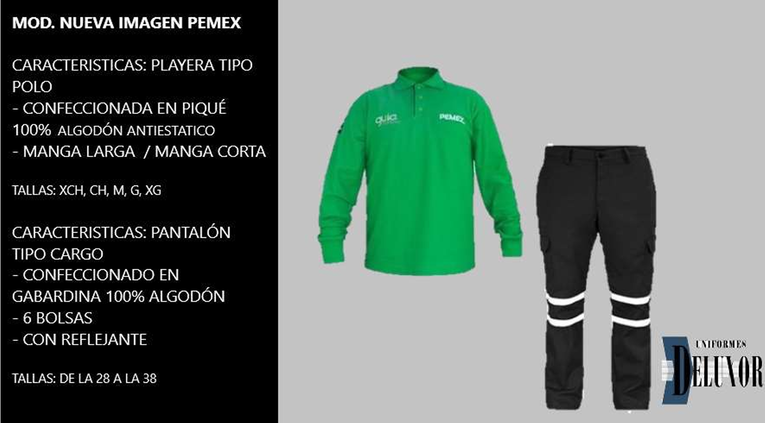 Conjuntos Para Gasolineras, 100% Algodón Antiestatico, Playera polo, manga larga/corta, Pantalon Tipo Cargo Confeccionado en Gabardina.  